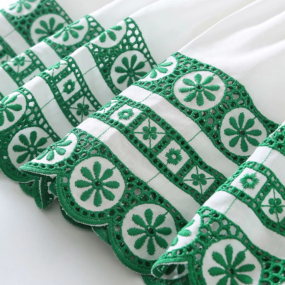 

2021 Europe and the United States summer new European women's fashion versatile high waist embroidery skirt