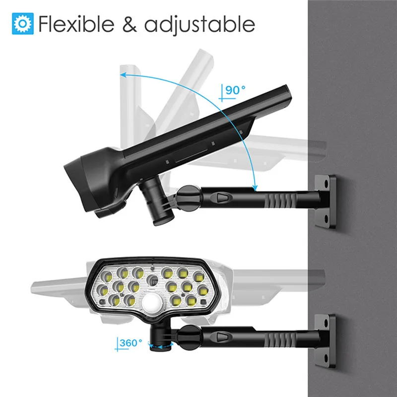 Акула 16 Светодиодный Солнечный настенный светильник движения PIR Сенсор