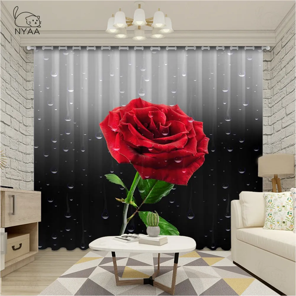 Тайна череп арт занавеска для Гостиная с узором из красных роз Цветочные