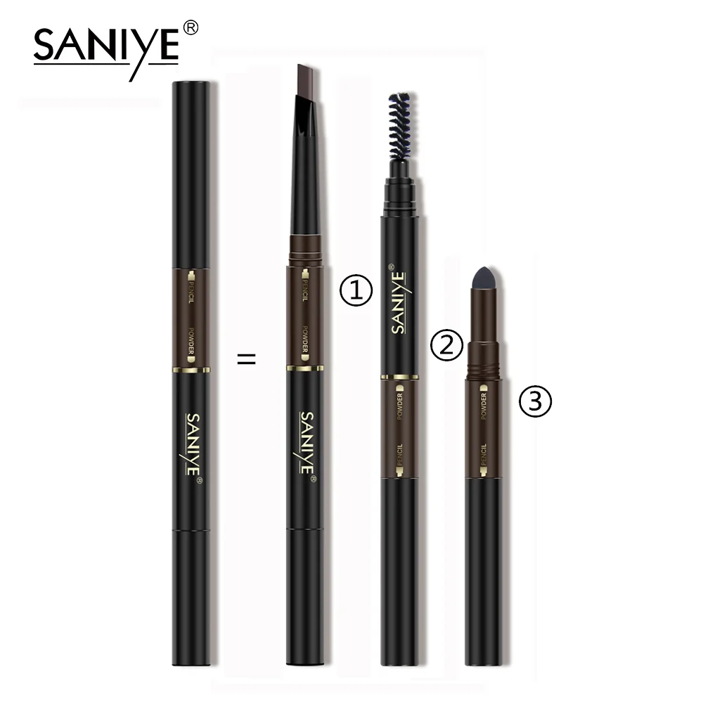 Карандаш для бровей SANIYE 3 в 1 водостойкий коричневый карандаш бриллиант 24 часа