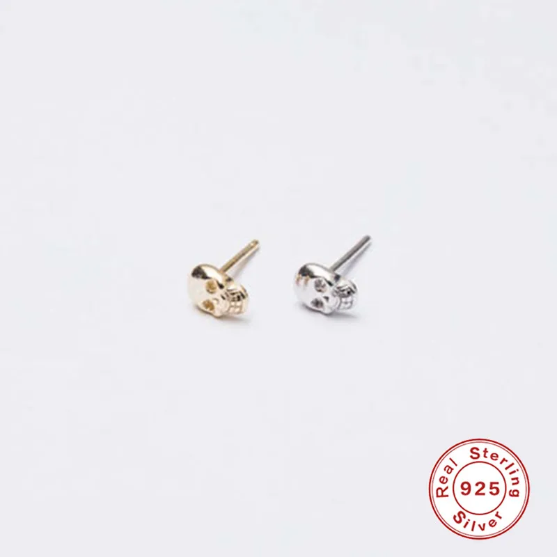 

VINY Silver 925 Jewelry Earrings For Women Skull Stud Earrings Gold/Silver Jewelry 2021 Trend Kolczyki Damskie Boucle DOreille
