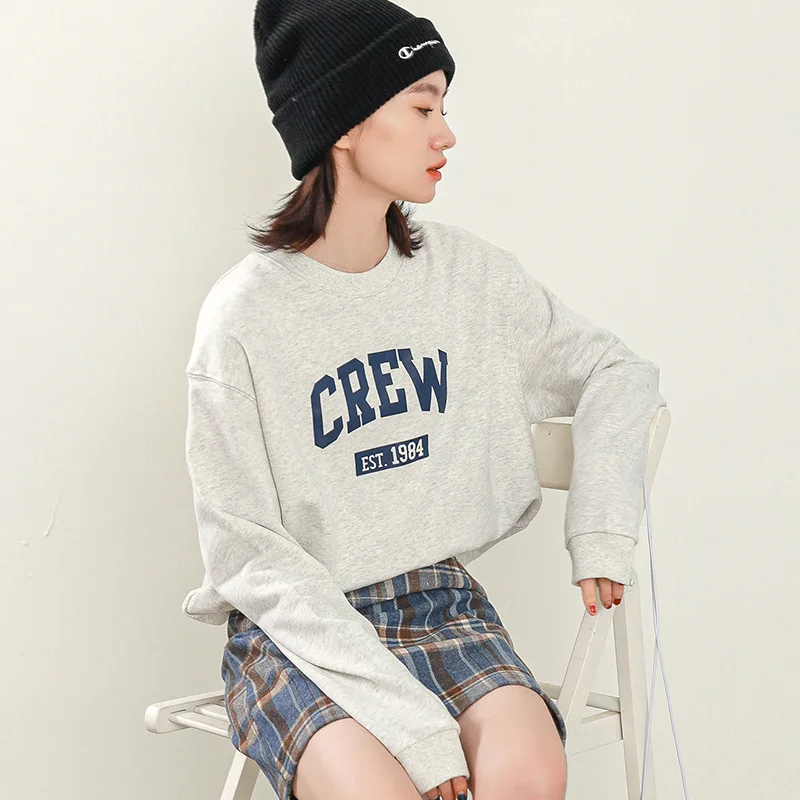 

Women New Fleece Sweatshirts Loose Streetwear Top Autumn Spring O Neck Pullover Hoody Mens