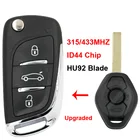 Обновленный складной дистанционный ключ в стиле DS с 3 кнопками, 315 МГц433 МГц, чип ID44, лезвие HU92 для BMW EWS 3 5 7 серии E38 E39 E46 M5 X3 X5