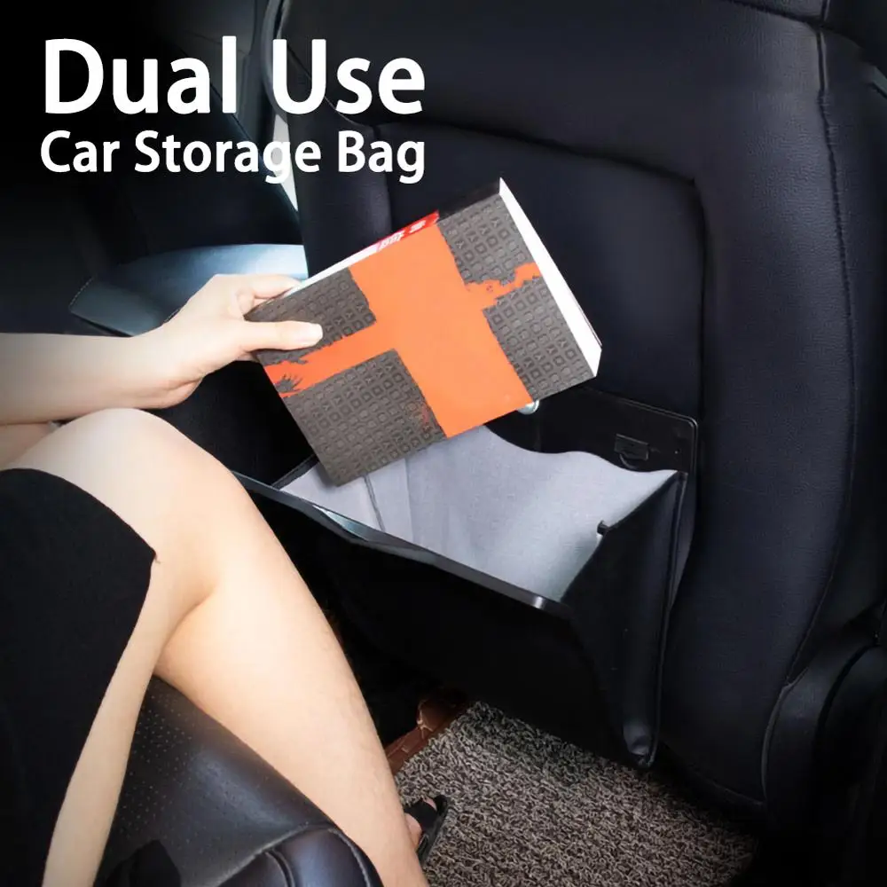 

LED Induction Light Car Trash Leather Durable Foldable Waterproof Car Seat Back Hanging Storage Big Capacity