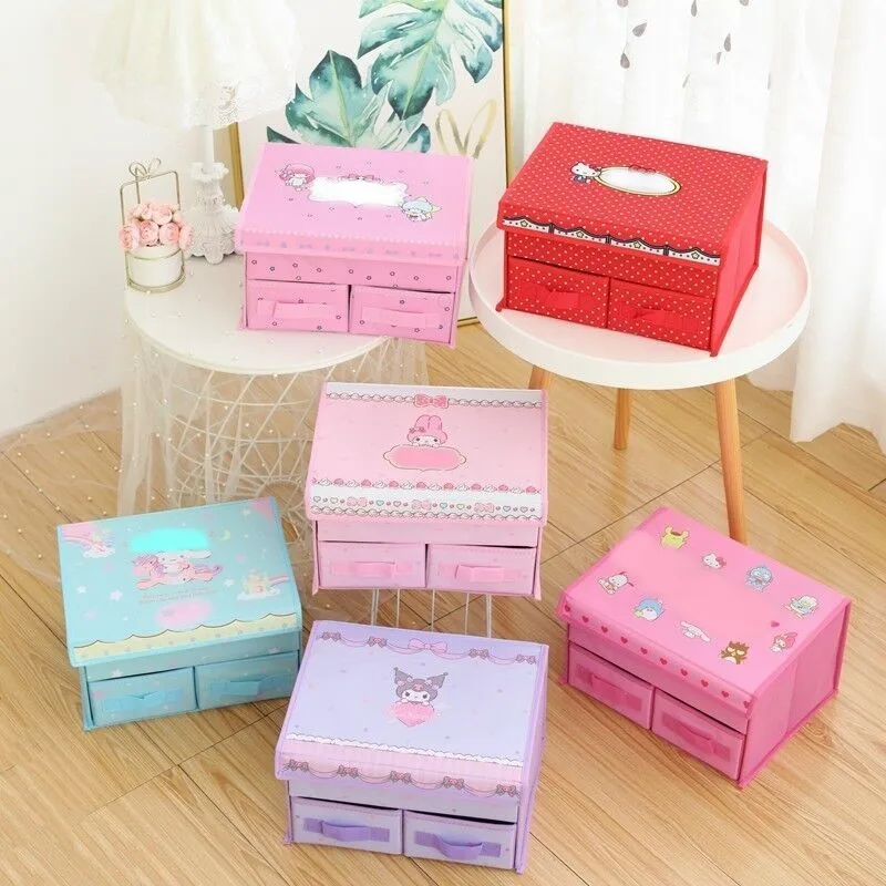 

Cute cartoon carousel series with lid cartoon folding desktop storage box drawer type jewelry storage box