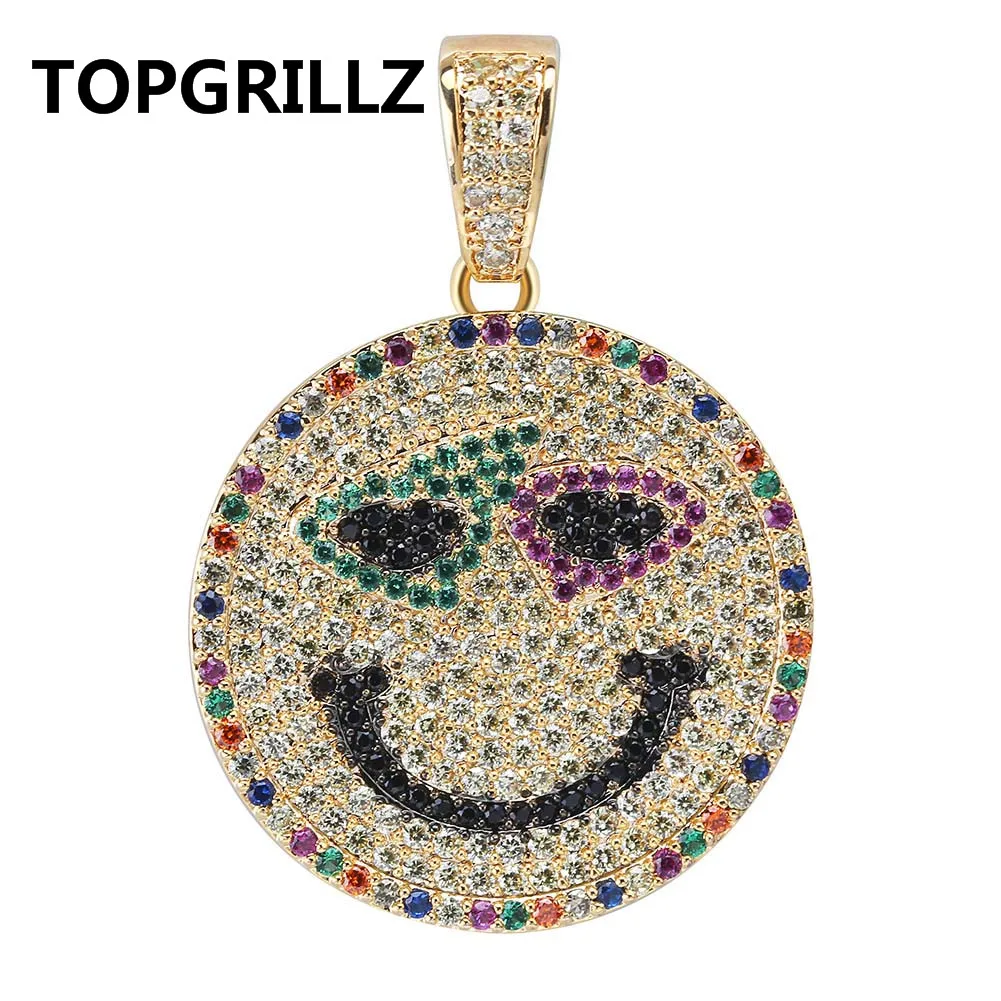 TOPGRILLZ подвеска в виде улыбки с круглым лицом и ожерелье покрытием из кубического
