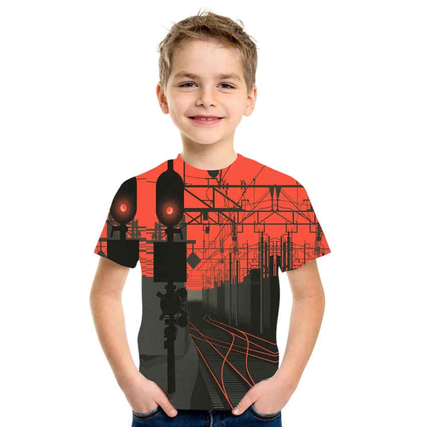 

2021 summer 3D printed T-shirt for boys and girls, quick-drying printing abstract patterns, cool hip-hop size 4T-16T