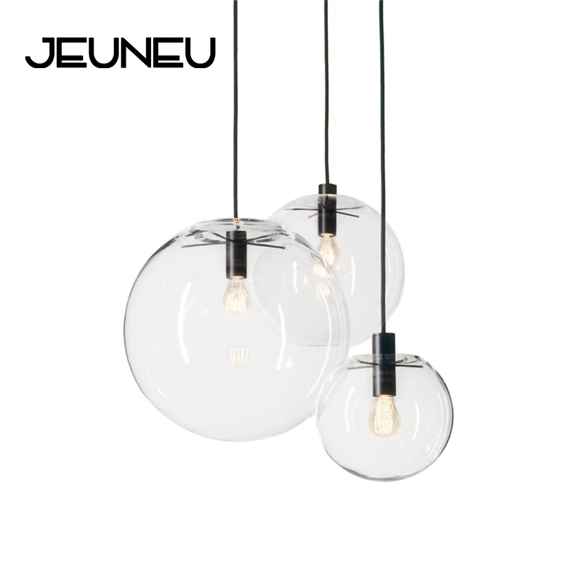

Europe Simple Modern Pendant Light LED E27 Art Deco Glass Ball Hanging Lamp with 8 Styles for Bedroom Restaurant Kitchen Parlor