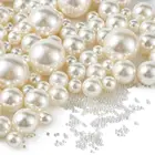 Круглые имитация пластиковых жемчужных бусин без отверстия для изготовления ювелирных изделий DIY ремесло украшение для альбома белый смешанный размер