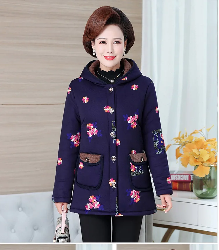 Top selling product in 2022 Cotton Jacket Women Loose size Winter Warm cotton clothing Fleece Warm coat thick Floral Print 221
