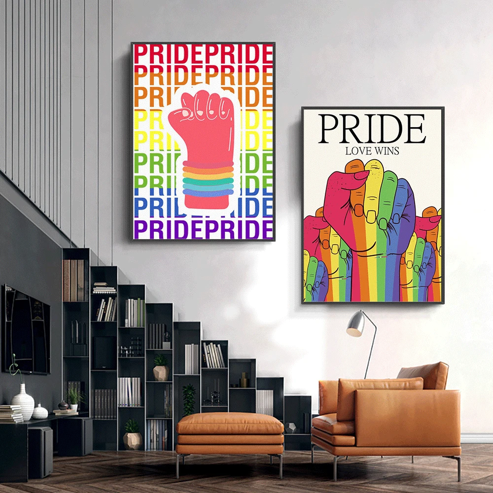 Картина Настенная с флагом Гей Радуга художественный постер на холсте надписью