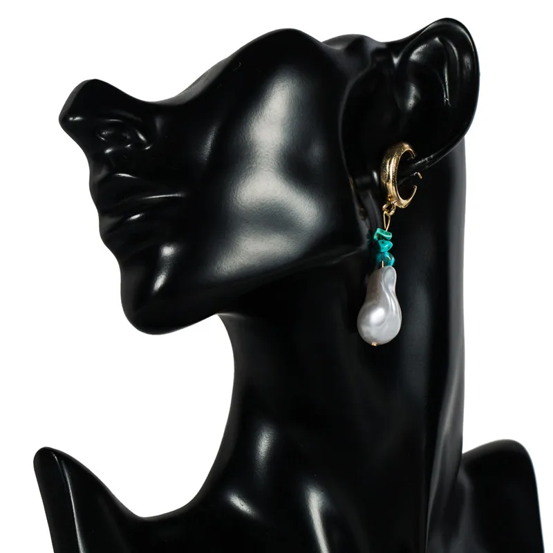 Женские серьги кольца с искусственным жемчугом круглые Висячие элегантные