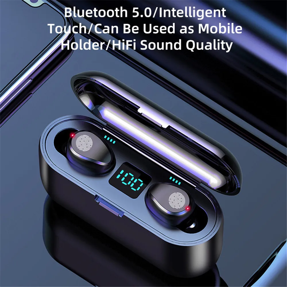TWS-стереонаушники F9 с поддержкой Bluetooth 5 0 и микрофоном 2000 мА ч | Электроника