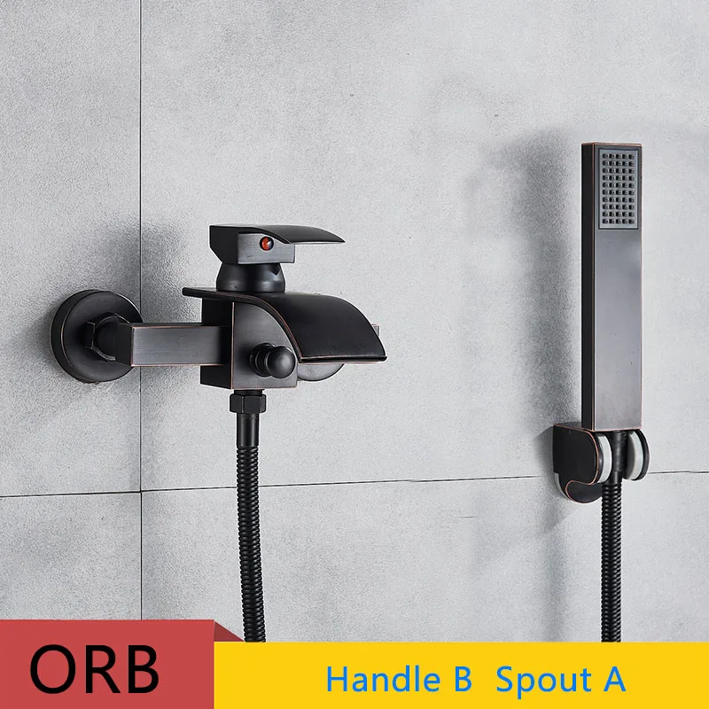 ORB Black B A Смеситель для ванной комнаты Batutub кран настенный для ванной, Каскадный кран Душевая насадка кран горячая холодная смеситель краны - Цвет: ORB Black B A
