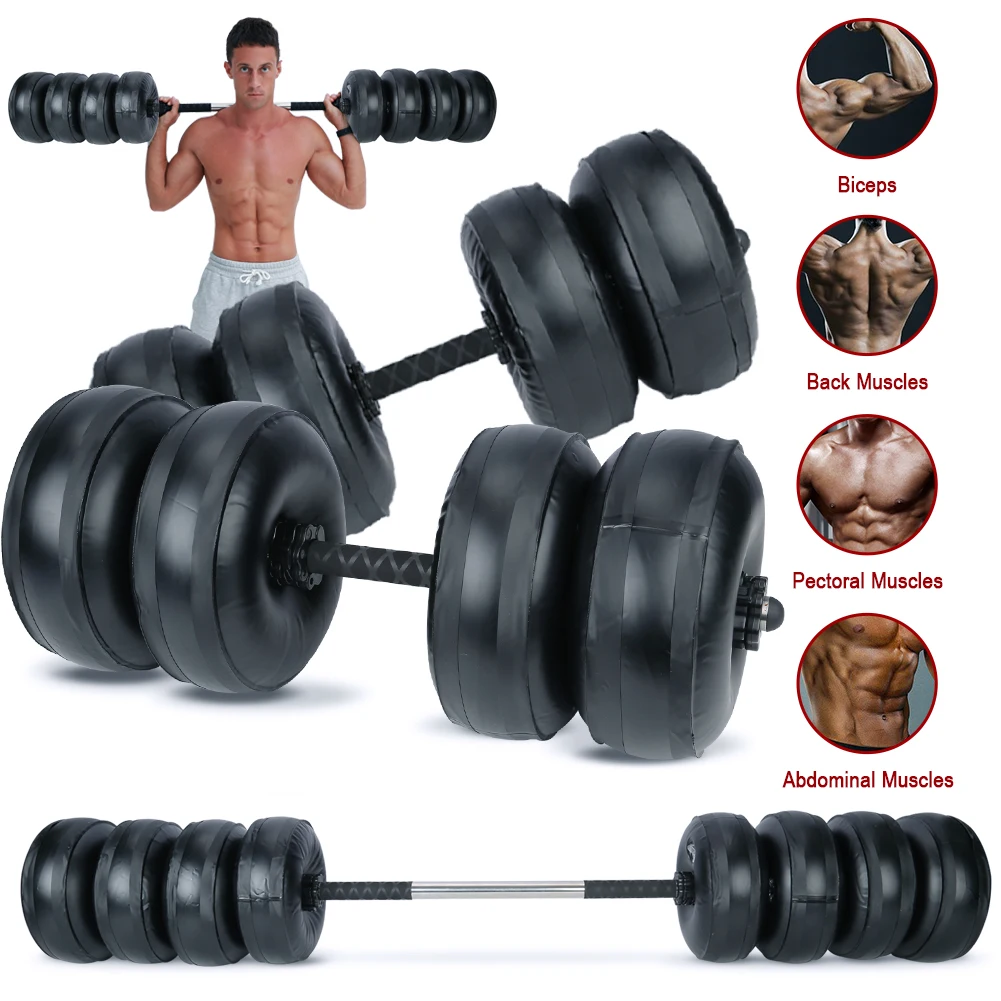 2 in 1 Adjustable Weights Dumbbells Barbell Set Water Filled Gym Dumbbell Home Fitness Workout With Connecting raining Equipment