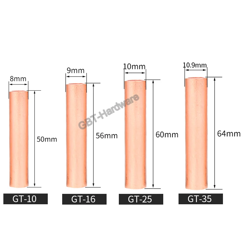 1PCS Copper Hollow Connecting Pipe GT-10 16 25 35 50 70 95 120 150 185 240 Square Straight Cable Pickling | Обустройство дома