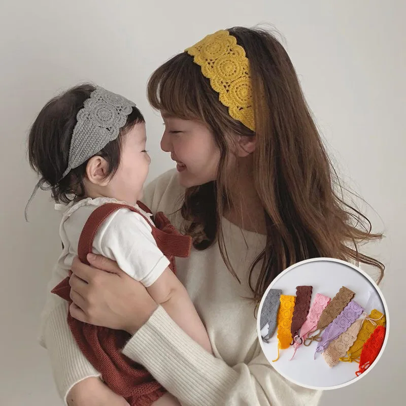 

Baby Western-style hollow knitted headband, baby candy color, easy to wear hair accessories, headwear, parent-child
