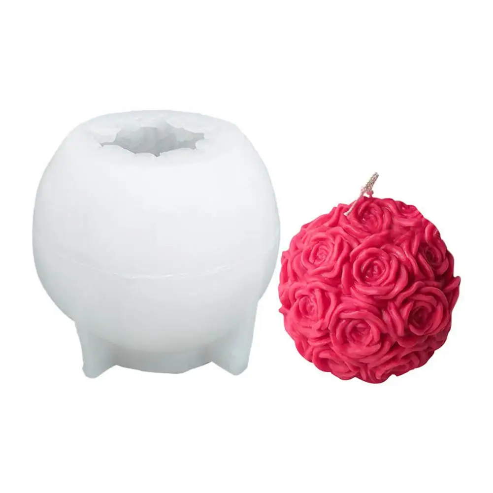 

Christmas Candle Molds 3D Rose Ball Party Silicone Molds Candles DIY Moulds Flower Casting Molds Candle Holder Mold For Home