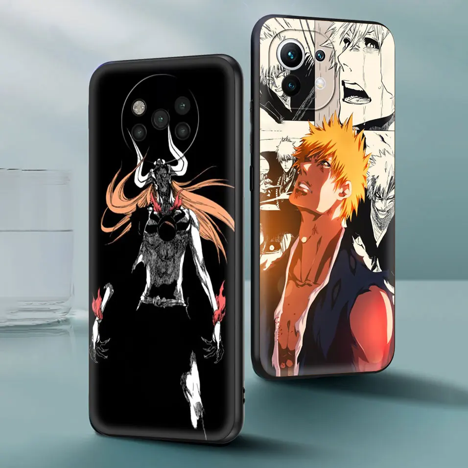 anime kurosaki ichigo bleach phone case for xiaomi poco x3 nfc m3 pro 5g f3 gt mi 11 lite 10t 9t a2 cc9 cover black soft coque free global shipping