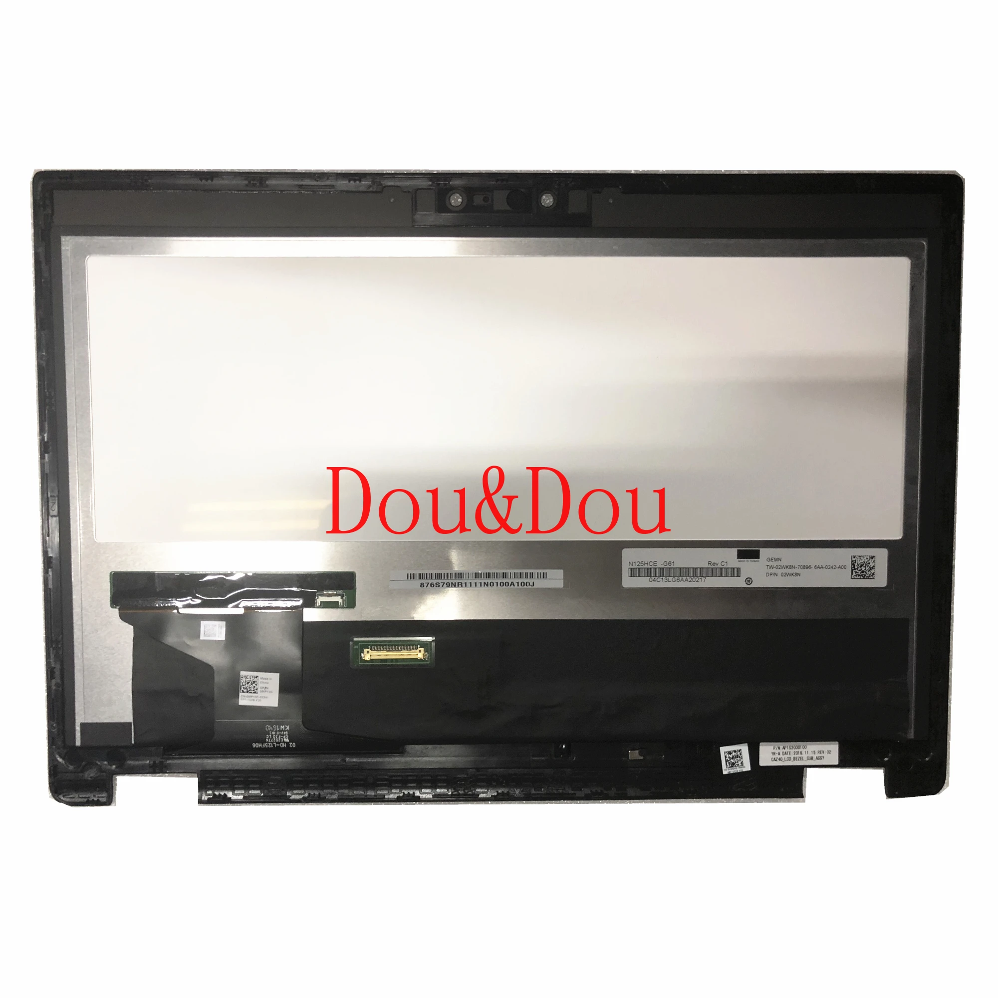 

N125HCE-G61 12.5'' FHD Laptop LCD Touch Screen Assembly For Dell Latitude 5289 DP/N: 02WK8N With Frame + 2 Camera Holes