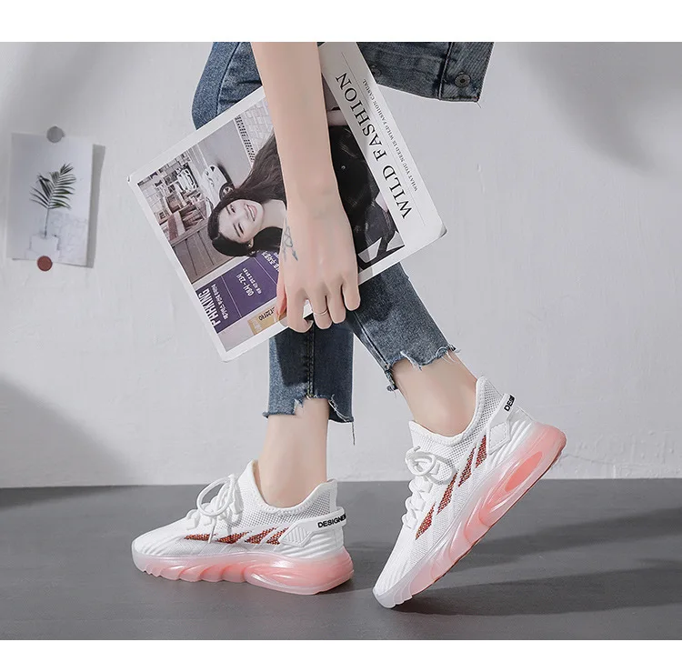 

Женская летняя дышащая спортивная обувь, 2021 сетчатая Вулканизированная обувь, женские повседневные кроссовки, ботинки для бега на плоской ...