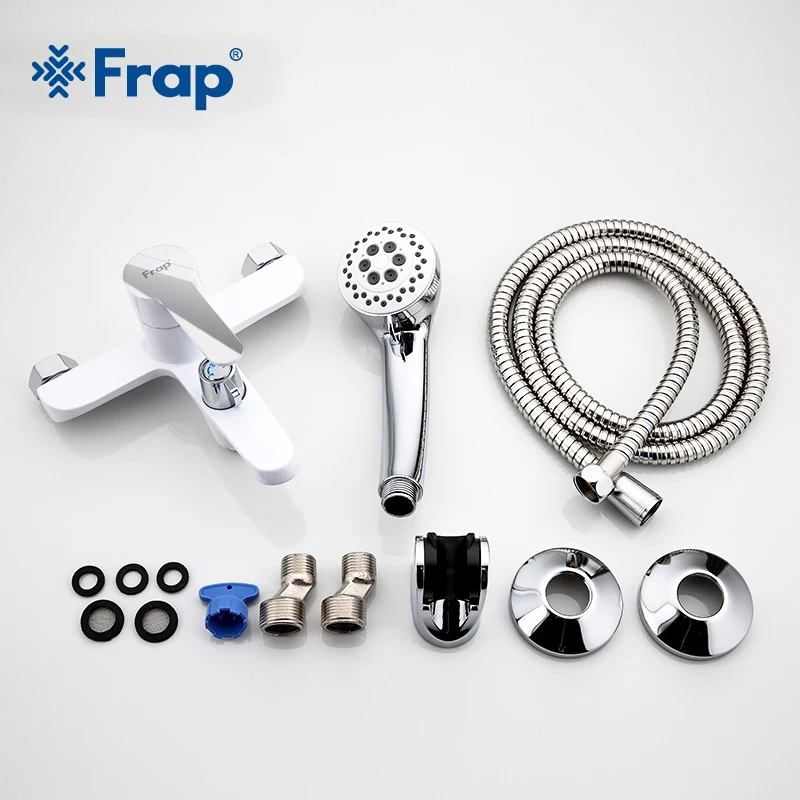 frap bathtub faucets multi color bathroom shower brass chrome wall mounted bath shower mixer tap shower head set black white red free global shipping