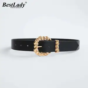 Ремень Best Lady ZA с приподнятой пряжкой Женский, модный металлический пояс из искусственной кожи, черный широкий кожаный аксессуар для платья, ювелирные изделия