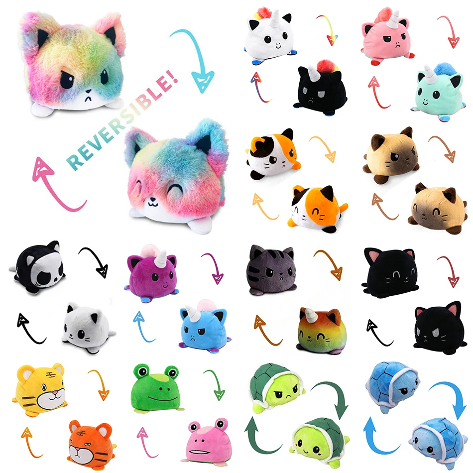 Kawaii Cat Gato детские мягкие плюшевые животные двусторонние флип-куклы игрушки Peluches