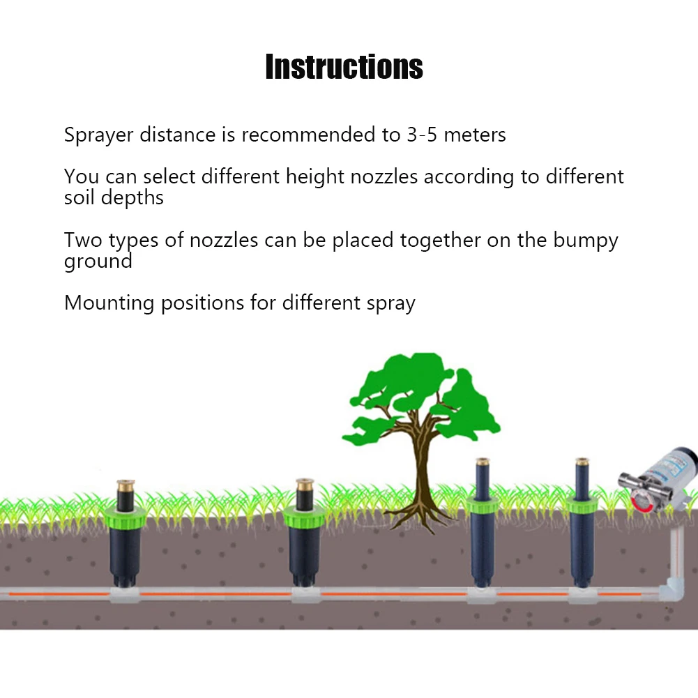 Автоматическая Вода подземный выдвижной лужайка разбрызгиватель 90/180/360