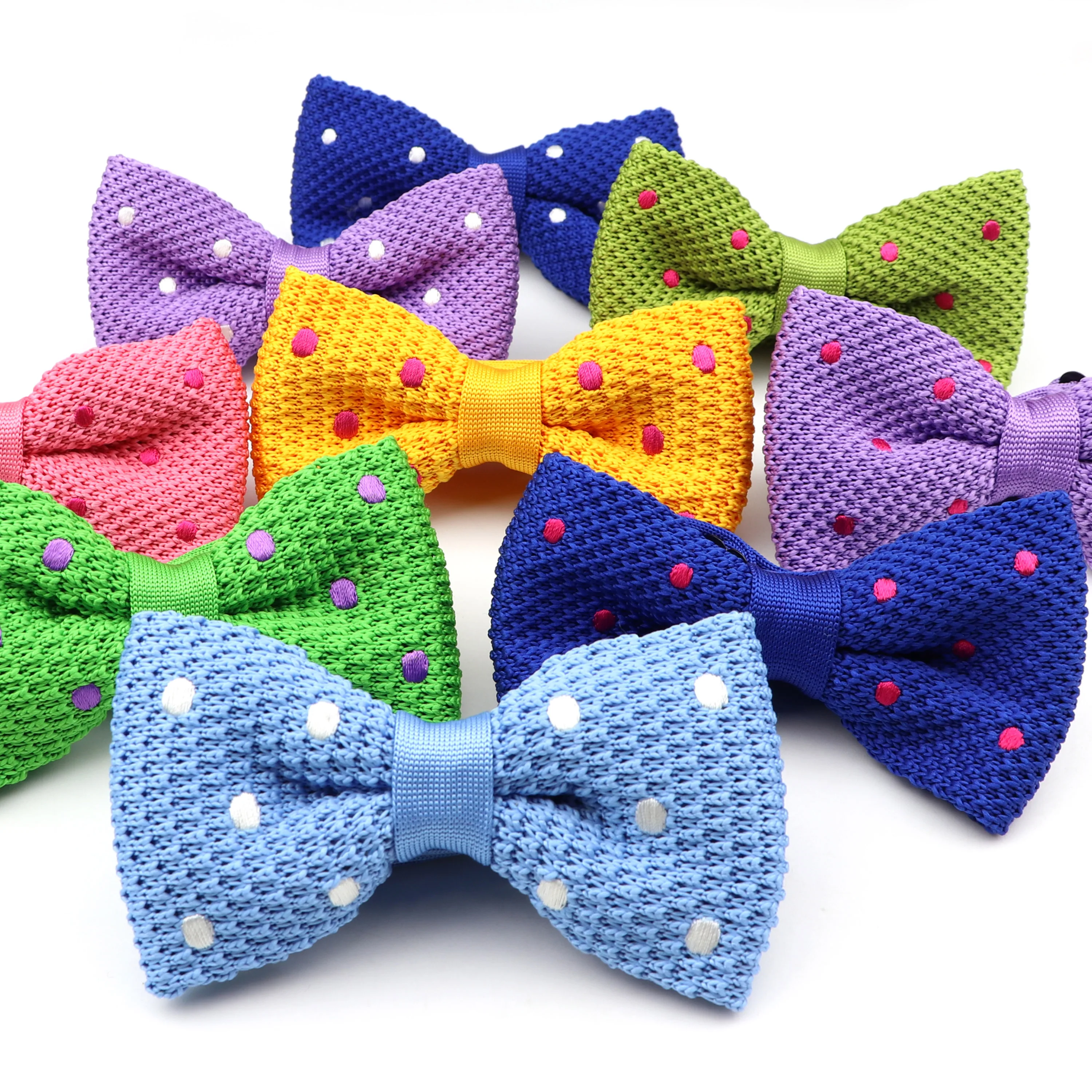 Женский трикотажный галстук бабочка в горошек|Мужские галстуки и носовые платки|