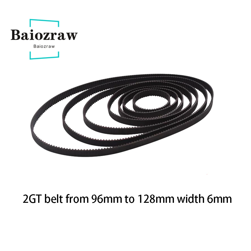 3D Printer Parts GT2 6mm Closed Loop Rubber Timing Belt 96 98 100 102 104 106 108 110 112 114 116 118 120 122 124 126 130mm 2GT