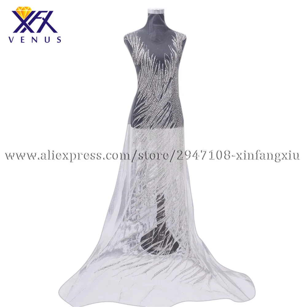 Длинное платье для Стразы XFXvenus с аппликацией украшенной бисером аппликация лифа