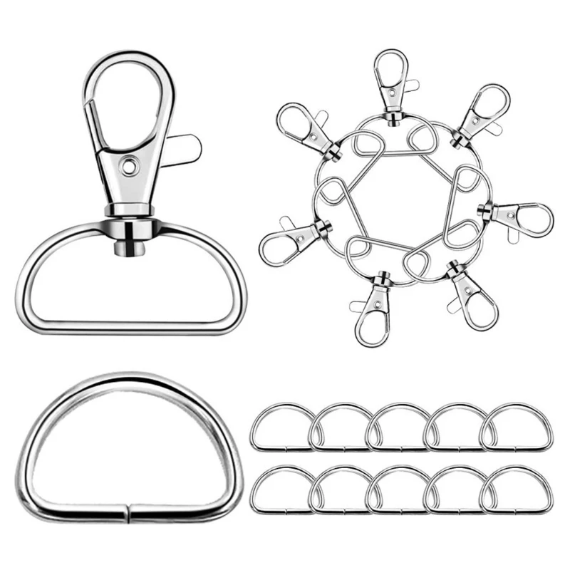 

70 шт. поворотные Застежки Карабин D кольца шнурок Крючки Кольца Подвески Пружинные пряжки для домашних животных для изготовления брелоков с...