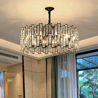 postmodern wrought iron crystal chandeliers black gold hanging lamps hallway living room chandelier led e14