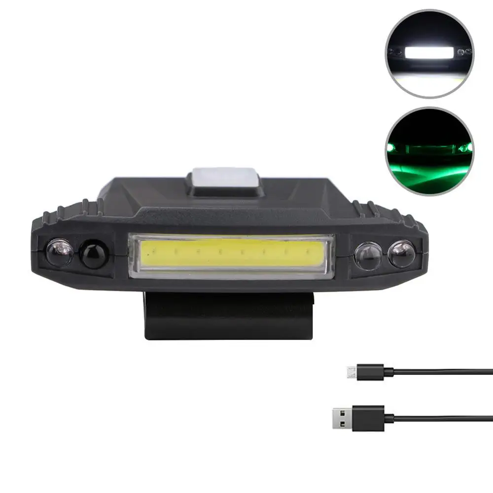 Светодиодный налобный фонарь COB перезаряжаемый через USB с датчиком