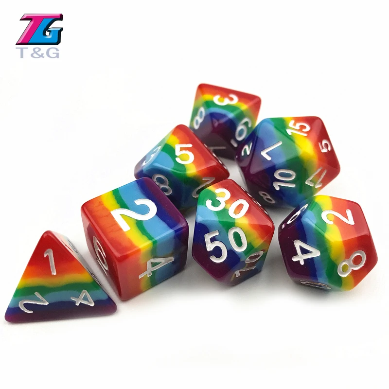 7 шт./компл. радужные игральные кости новая Заказная игра dnd d4 d6 d8 d10 d12 d20 ролевой