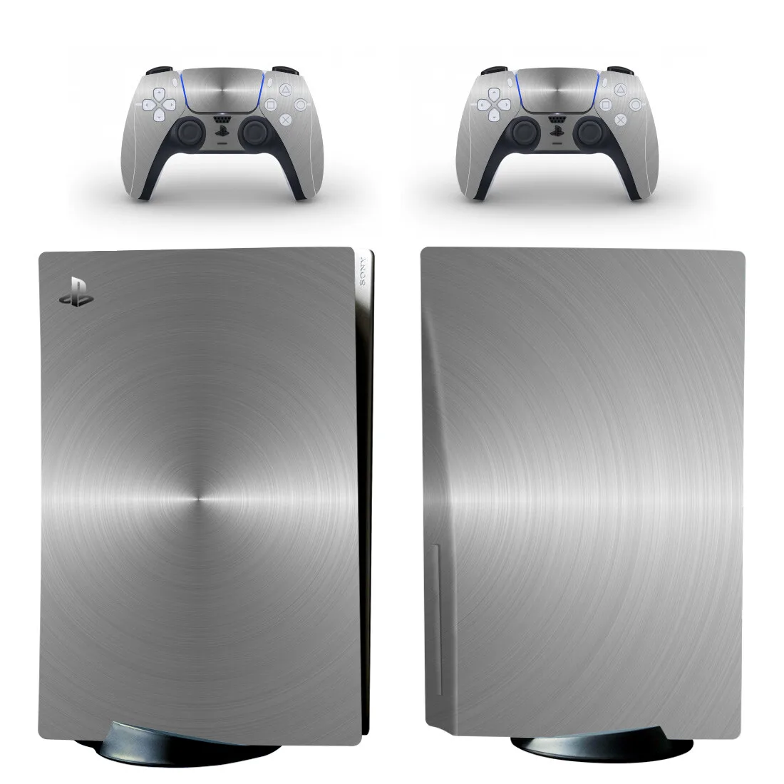 

Наклейка для консоли Playstation 5 и 2 контроллера, в металлическом стиле