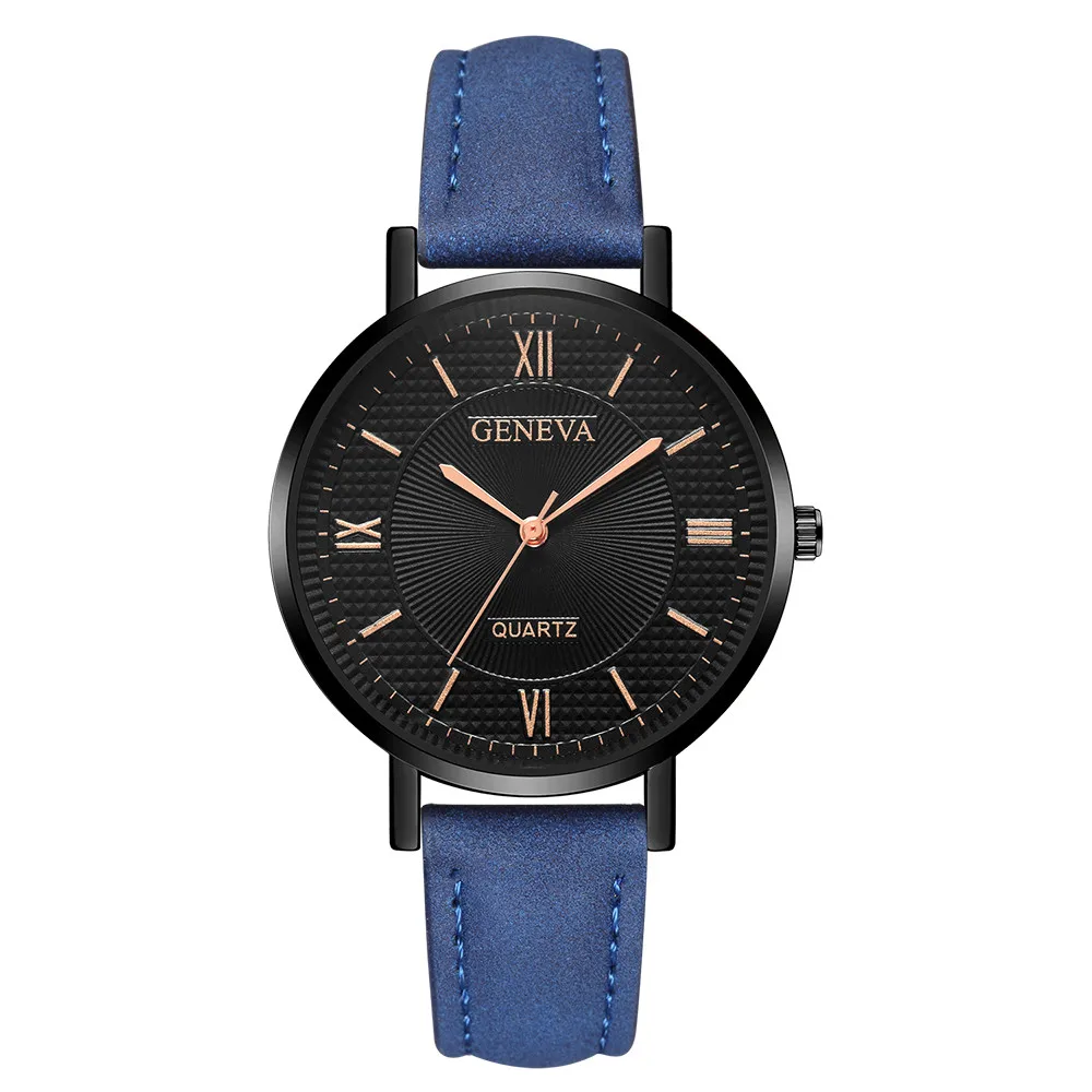 Часы наручные женские с кожаным ремешком модные кварцевые разные цвета