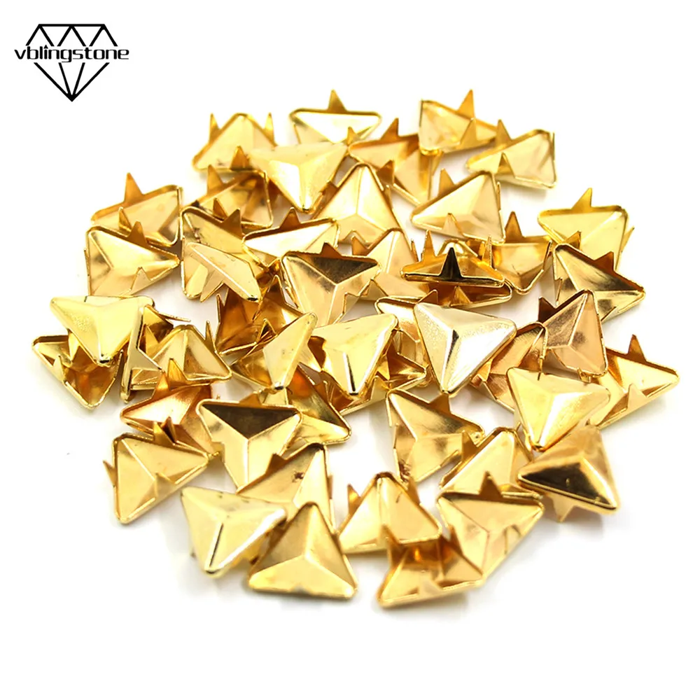 100pcs High Quality 12/16MM Rivets Metal Studs Gold Three Claws Rivet For Leather Spikes Shoes Clothes Bracelet | Дом и сад
