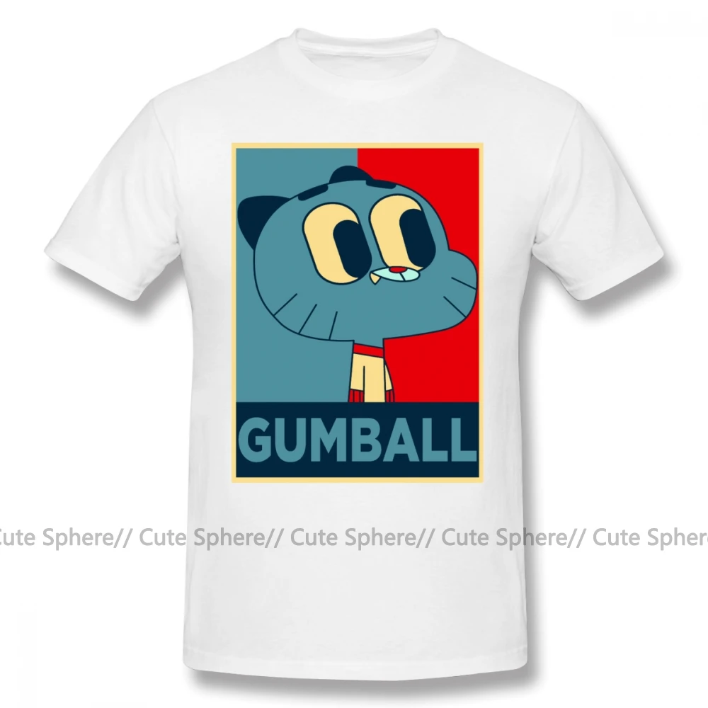 Gumball удивительный мир футболка удивительный мир Gumball 15 футболка с гамболом печатная мужская пляжная хлопковая Футболка 6xl - Цвет: White