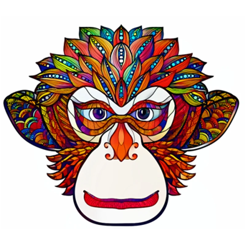 

New Artwork Wooden Puzzle Fighting Monkey Animal 6Style Irregular Shape Toy Luxury Brand 3D Jigsaw Game Gift for Friend Kids XML