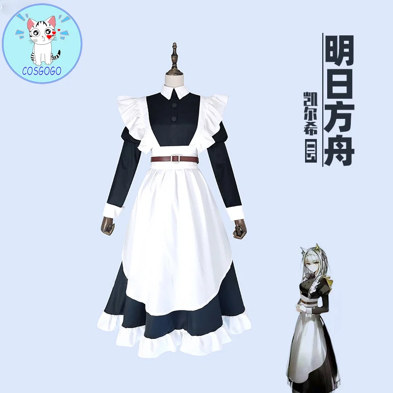 

Anime! Arknights Kal'tsit RHODES ISLAND Maid Dress Lovely Uniform Cosplay Costume Halloween Carnival Party Outfit Women 2021 NEW