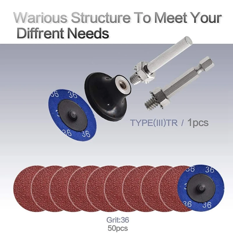 

Quick Change Discs Set, with 1/4Inch Holder, for Die Grinder Surface Prep Strip Grind Polish Finish