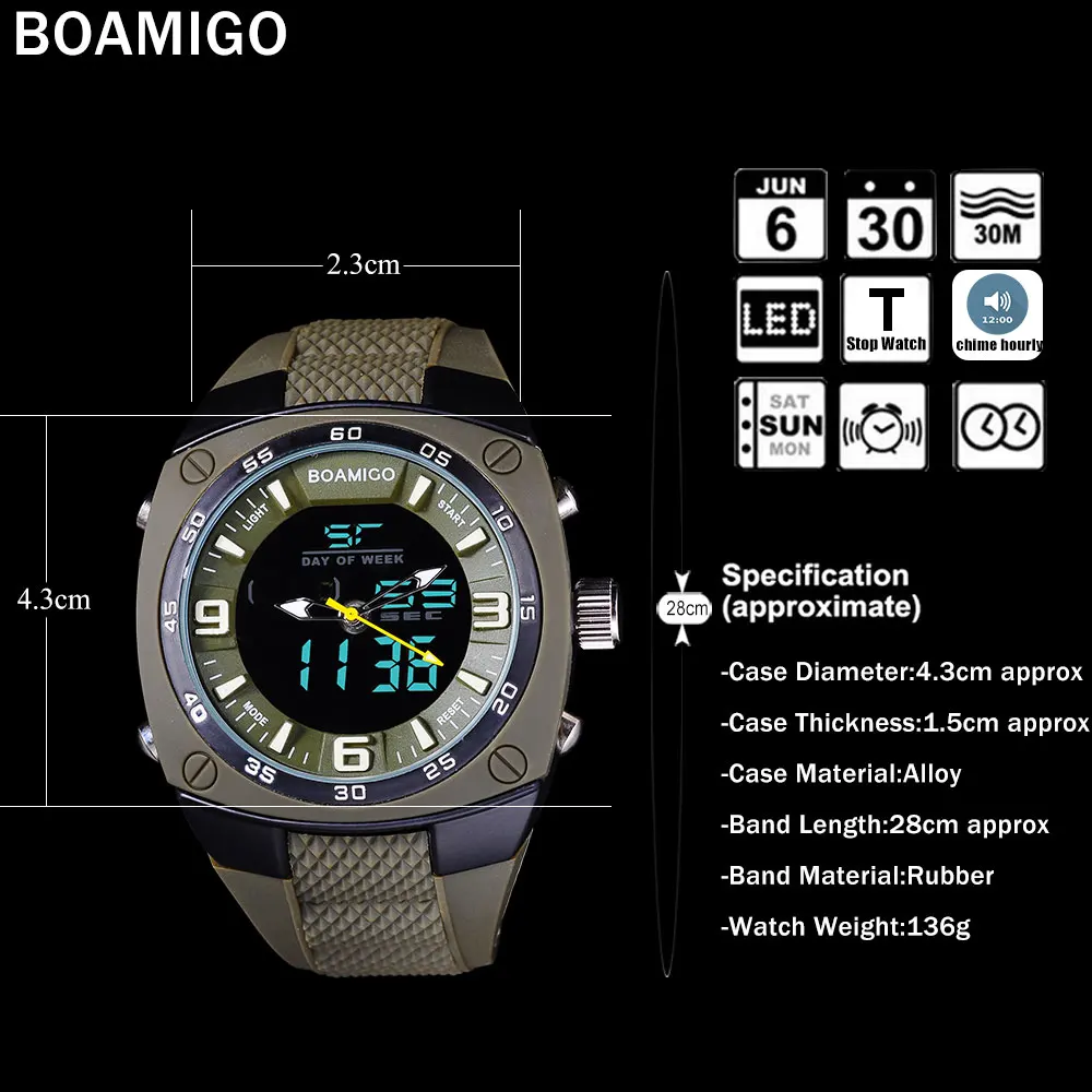 Часы наручные мужские с двойным дисплеем спортивные цифровые аналоговые