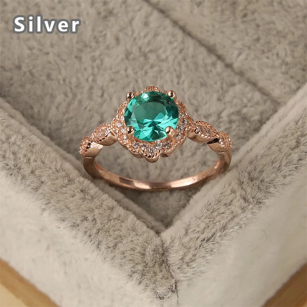 

Хит продаж, модное благородное кольцо из стерлингового серебра 925 пробы с платиновым цирконием ms, Пномпень, черно-зеленые кристаллы, ювелирн...