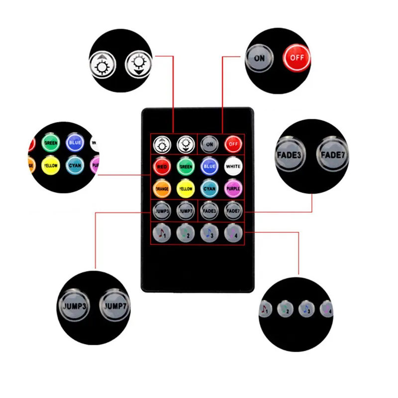 

4pcs Car RGB LED Strip Light LED Strip Lights Colors Car Styling Decorative Atmosphere Lamps Car Interior Light With Remote 12V