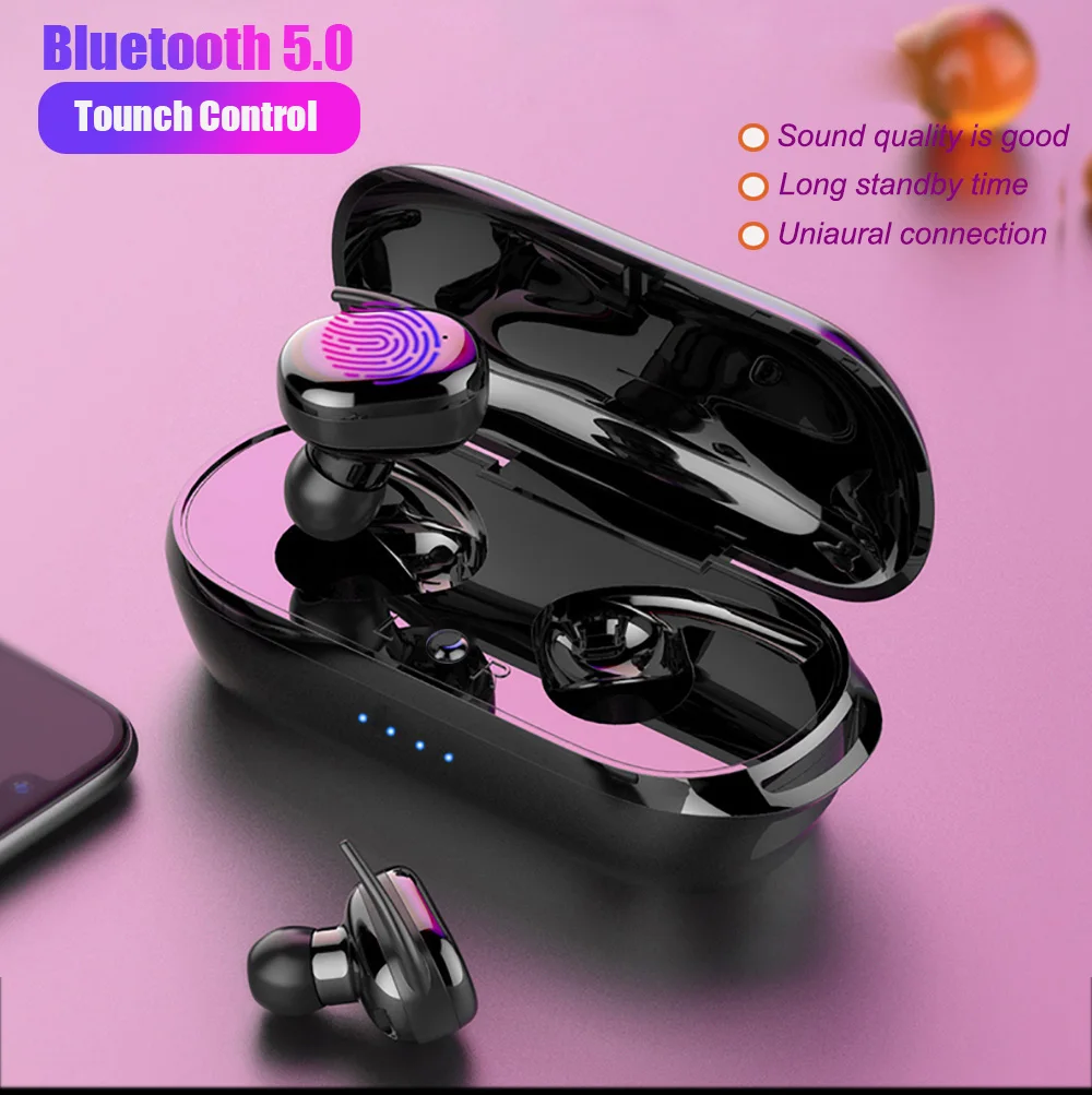 TWS, беспроводные Bluetooth наушники 5,0 дюйма, беспроводная bluetooth гарнитура, наушники, беспроводные стерео наушники с микрофоном, портативные беспроводные наушники