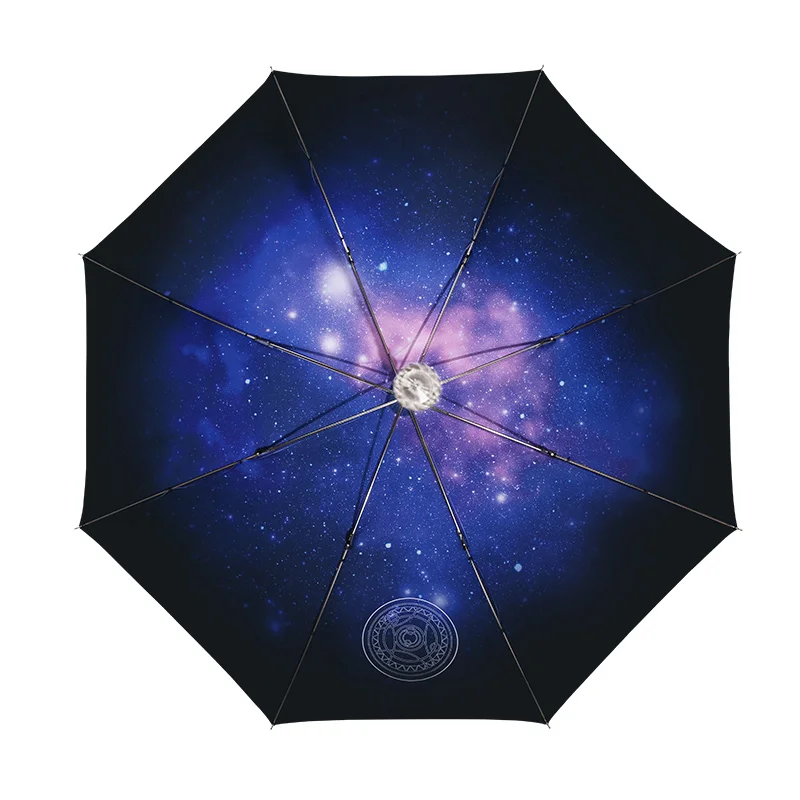 Складной зонт с изображением карты галактики золотой креативный зонтик от