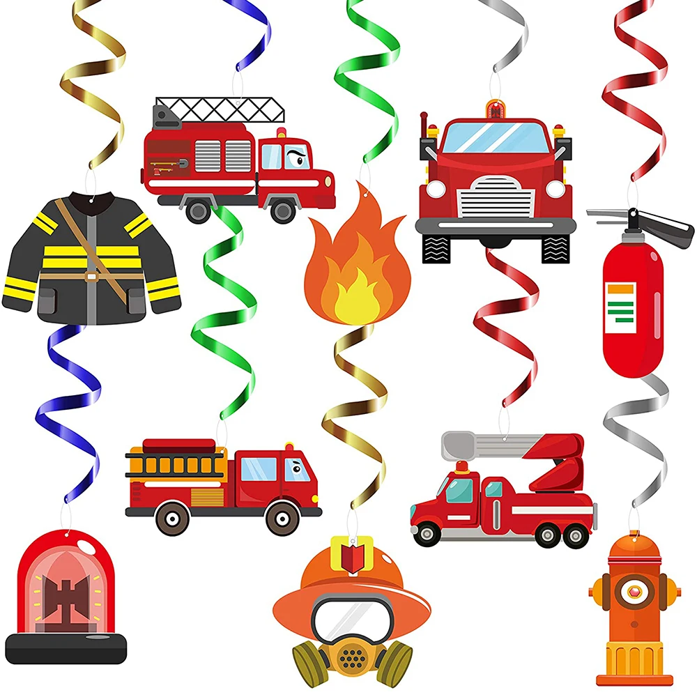 

30 штук, для малышей с изображением пожарной машины висит завитки из исинской глины для украшения пожарный Вихрь растяжки вечерние поставки ...