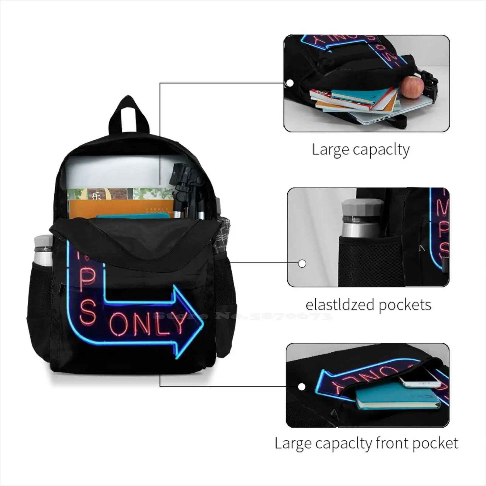 Фото Pimps Only-Kendrick Lamar Bag Рюкзак для мужчин, женщин и девочек-подростков Черный Kendrick Lamar Pimp Butterfly Kanye West Rap Hip Hop №4
